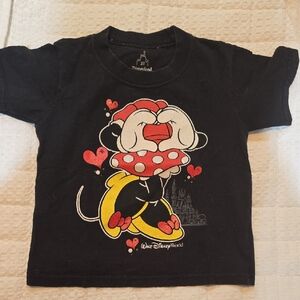 Disney Black and Red Minnie Mouse Short Sleeve Tee